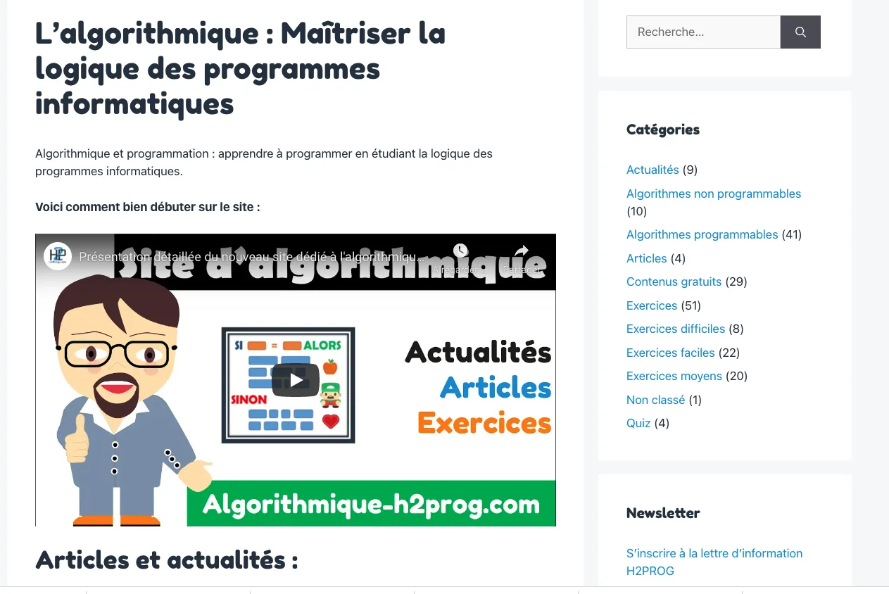 Schema d'algorithmique pour l'apprentissage de la programmation