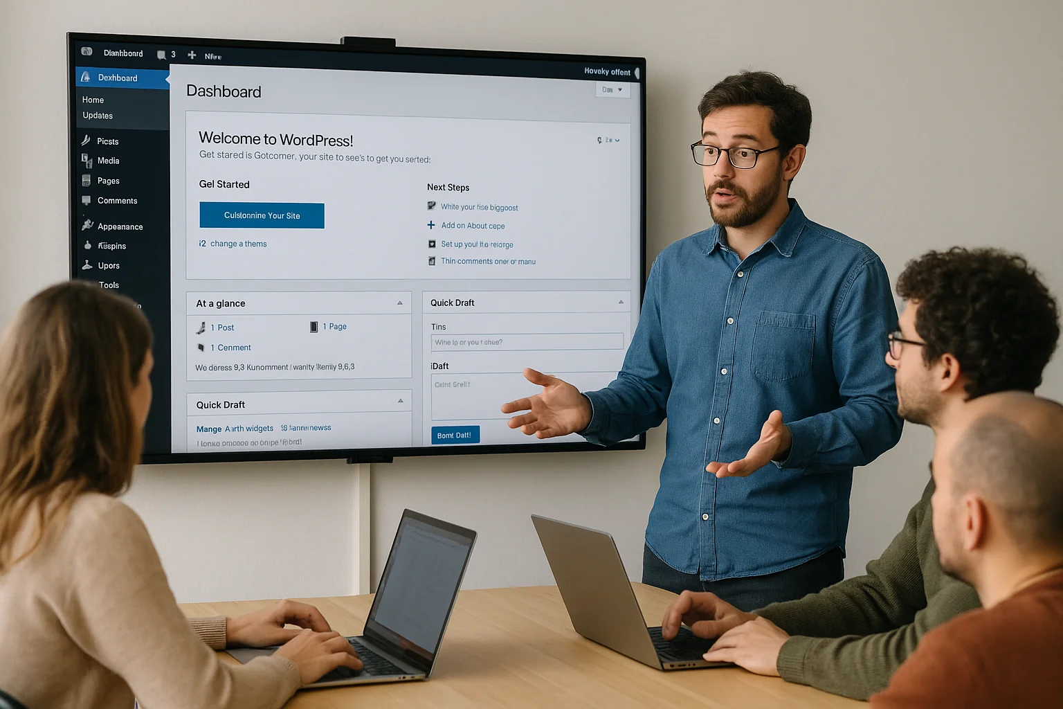 Étudiant suivant une formation webmaster en ligne depuis son ordinateur portable