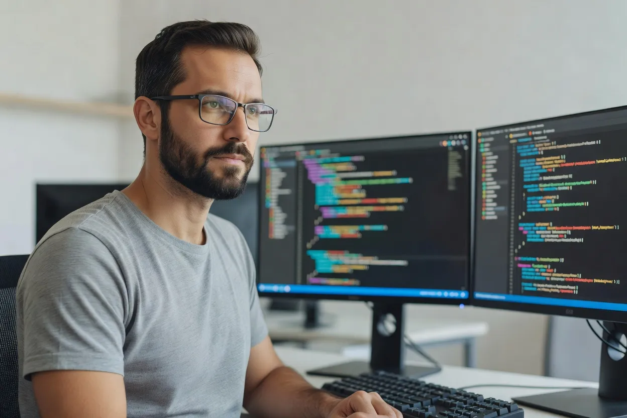 Comparatif Rust et Go illustré par deux écrans de code système et de services cloud