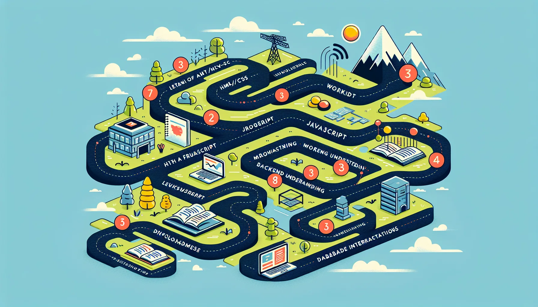 Schema des differents parcours d'apprentissage pour devenir developpeur web